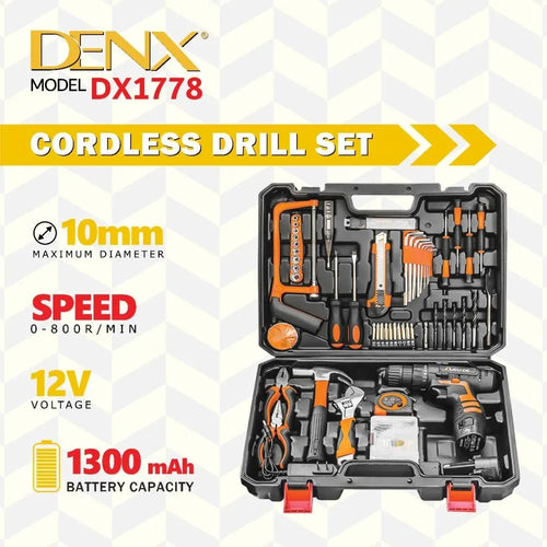 حقيبة الدريل والأدوات المتكاملة للصيانة من DENX (موديل DX1778)